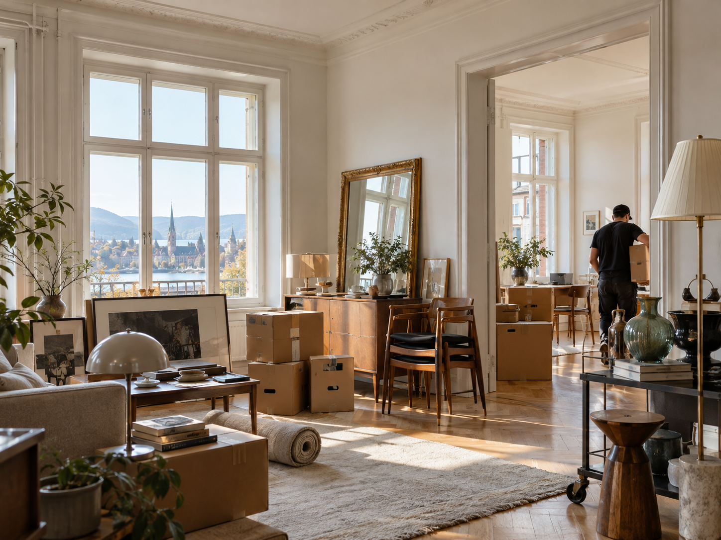 Wohnungs- und Hausräumung in Zürich mit sortierten Möbeln und Kartons
